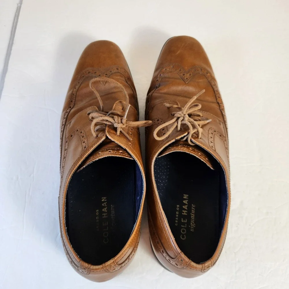 Cole Haan Grand OS Dress Shoes  10.5 Tan Montgomery Wing Oxford Lace Up C20237